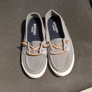 Sperry Gray Canvas Boat Shoes - Women's Flats